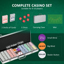 SPORTNOW 500-Piece Poker Chips Set W/ Mat, Aluminium Case, Two Decks Of Cards