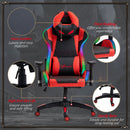 Vinsetto Racing Gaming Chair with RGB LED Light Lumbar Support -  Black Red