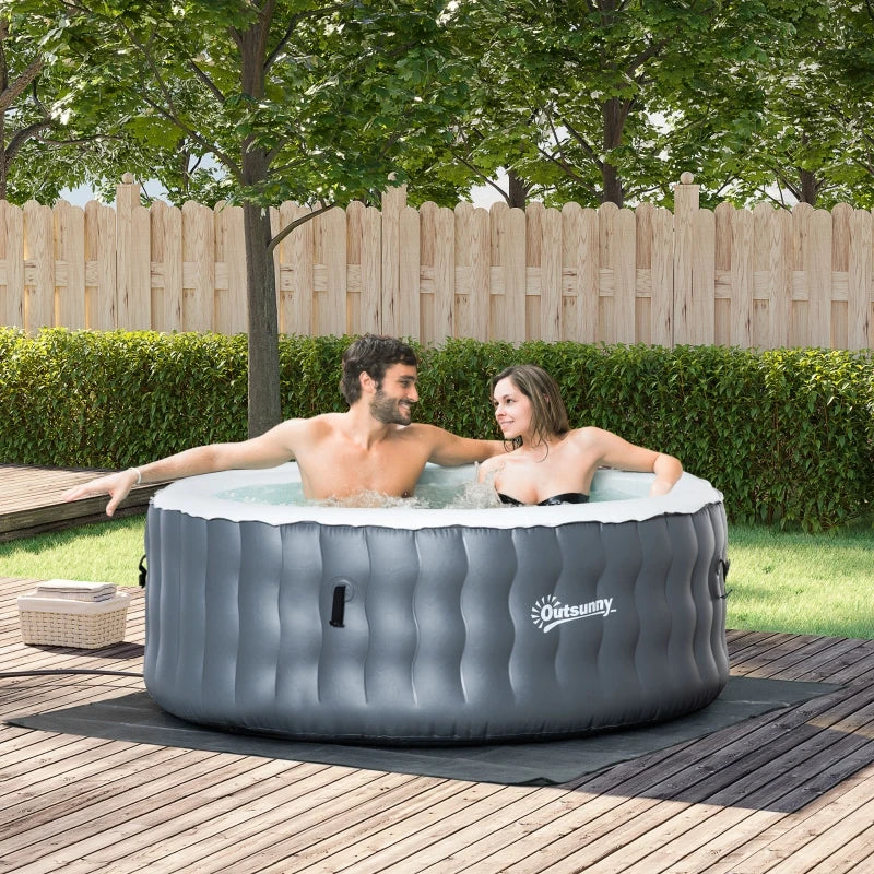 Outsunny Round Hot Tub 4 Person, Light Grey