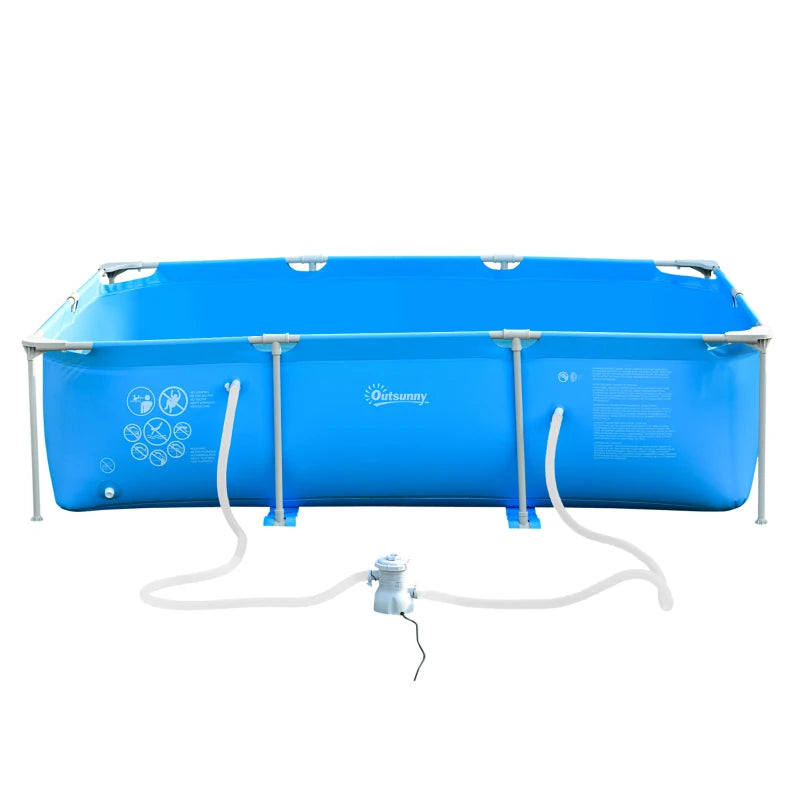 Outsunny Swimming Pool with Steel Frame & Filter  252L x 152W x 65H cm - Blue