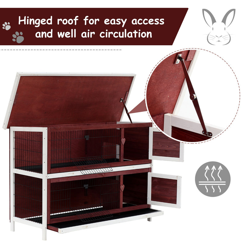 Pawhut Rabbit Hutch  Brown