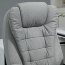 Vinsetto Heated Massage Recliner Office Chair Ergonomic Gaming Heated Home Office Padded  Linen-Feel Fabric & Swivel Base Light Grey Executive Reclining w/ Heating Points Relaxing Headrest