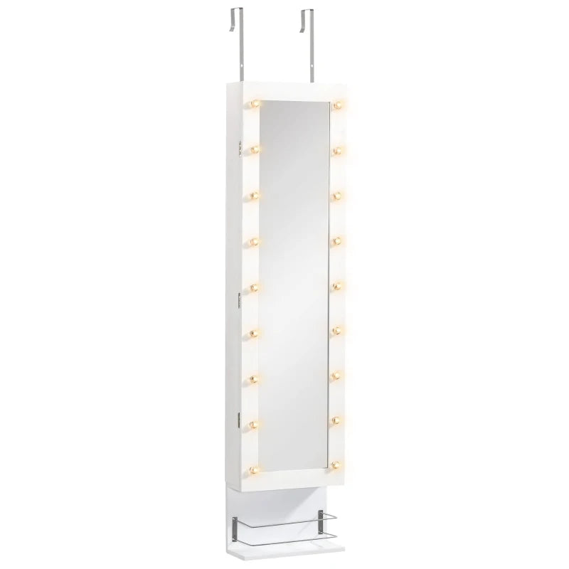 MDF 18-LED Light Glass Mirror Jewellery Cabinet White