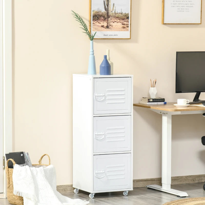 HOMCOM Filing Cabinet with Metal Door 103x38x38cm White