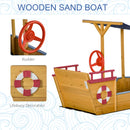 Outsunny Kids Wooden Sandbox Play Station, Covered Children Sand Boat Outdoor, For Backyard, W/ Canopy Shade, Storage Bench, Bottom Liner, Aged 3-8 Years Old, Orange