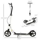 HOMCOM Folding Kick Scooter with Brakes - White