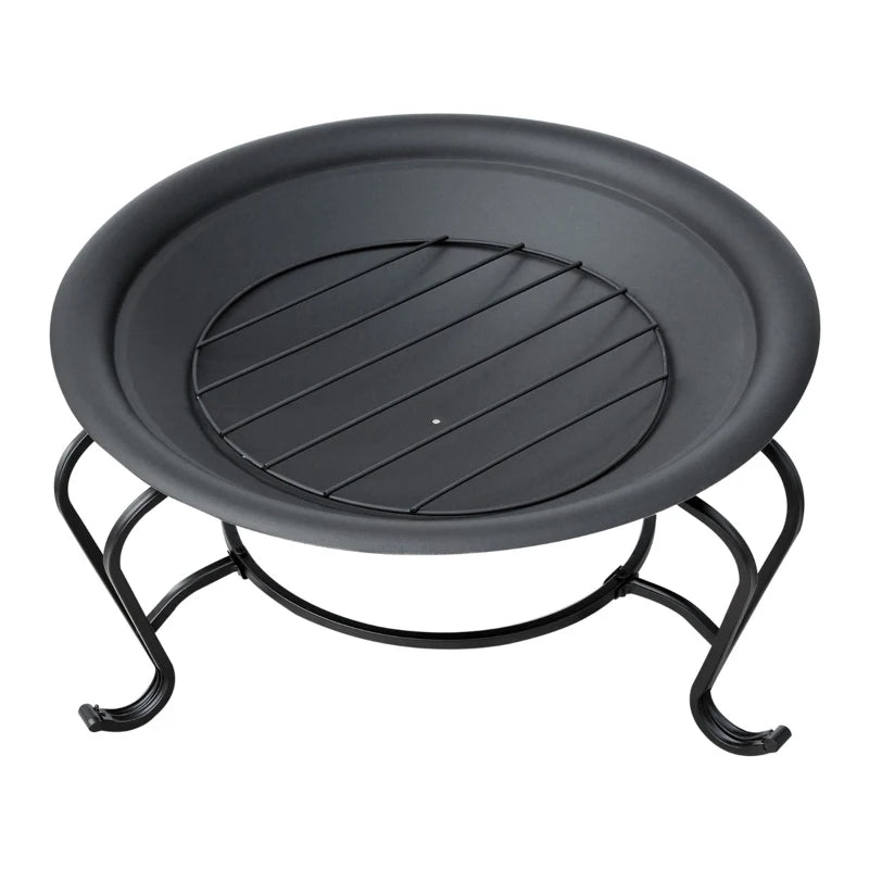 Outsunny Steel Fire Pit, Φ 56x45H cm (Lid Included)-Black