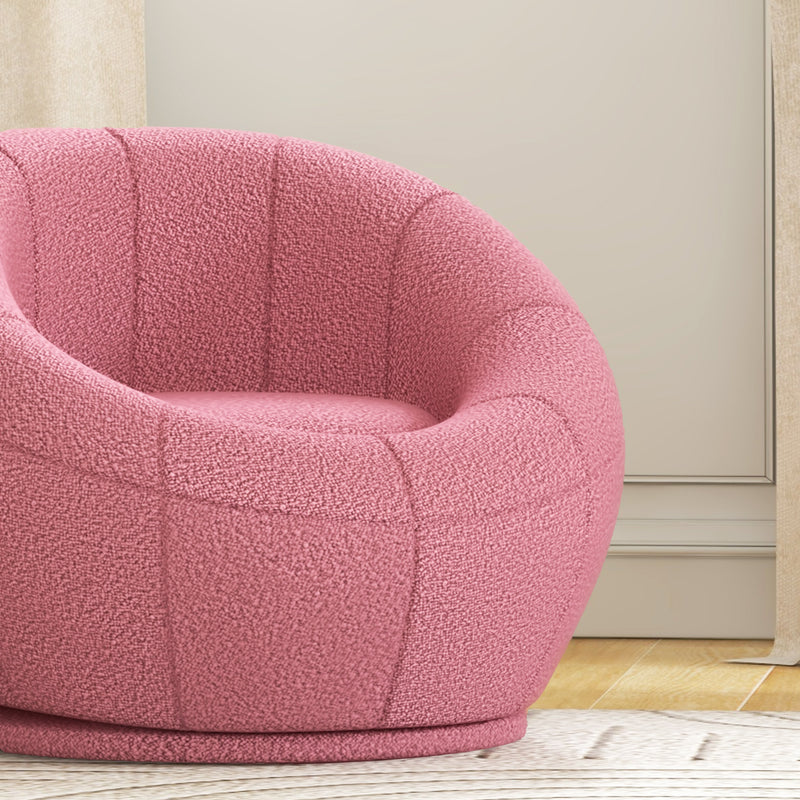 HOMCOM Modern Round Boucle Armchair Accent Chair for Living Room Bedroom Pink