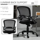 Vinsetto Mesh Office Chair Swivel Desk Task Computer Chair with  Lumbar Back Support Adjustable Height Arm for Home Black Home PC w/ Arm