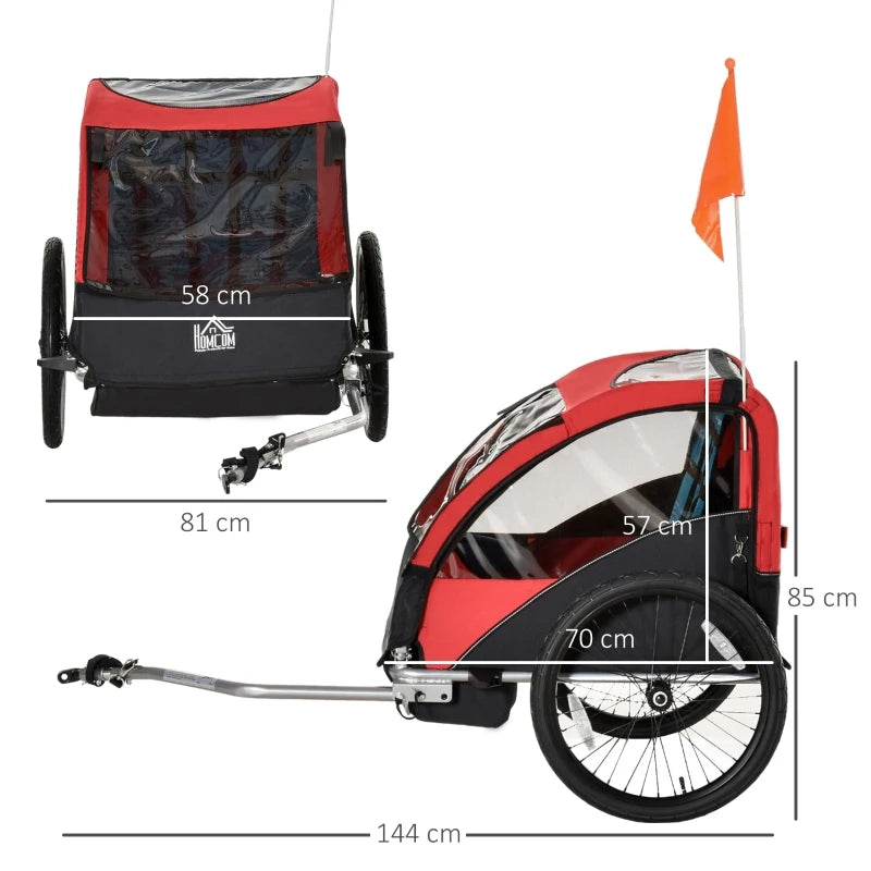 HOMCOM Bicycle Trailer with 2 Wheels - Red