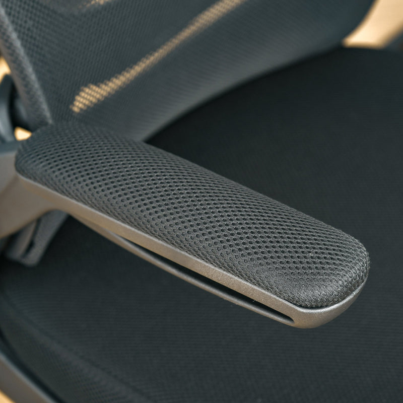 Vinsetto Mesh Office Chair for Home Swivel Task Desk Chair with Lumbar Back Support Flip-Up Arm Adjustable Height Black Computer w/