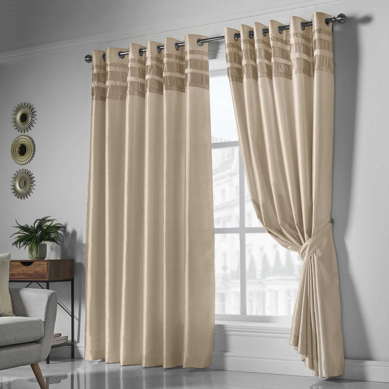 Denver Lined Eyelet Curtains - Gold