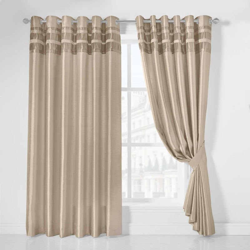 Denver Lined Eyelet Curtains - Gold