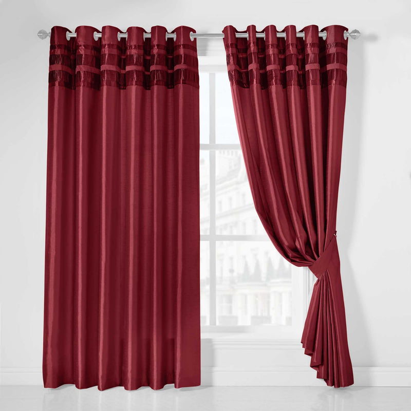 Denver Lined Eyelet Curtains - Red