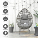 Outsunny Wicker Rattan Egg Chair with 4 Legs Grey