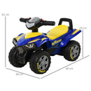 HOMCOM Kids Manual Quad Bike - Yellow / Blue