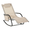 Outsunny Breathable Mesh Rocking Chair Outdoor Recliner w/ Headrest Cream White