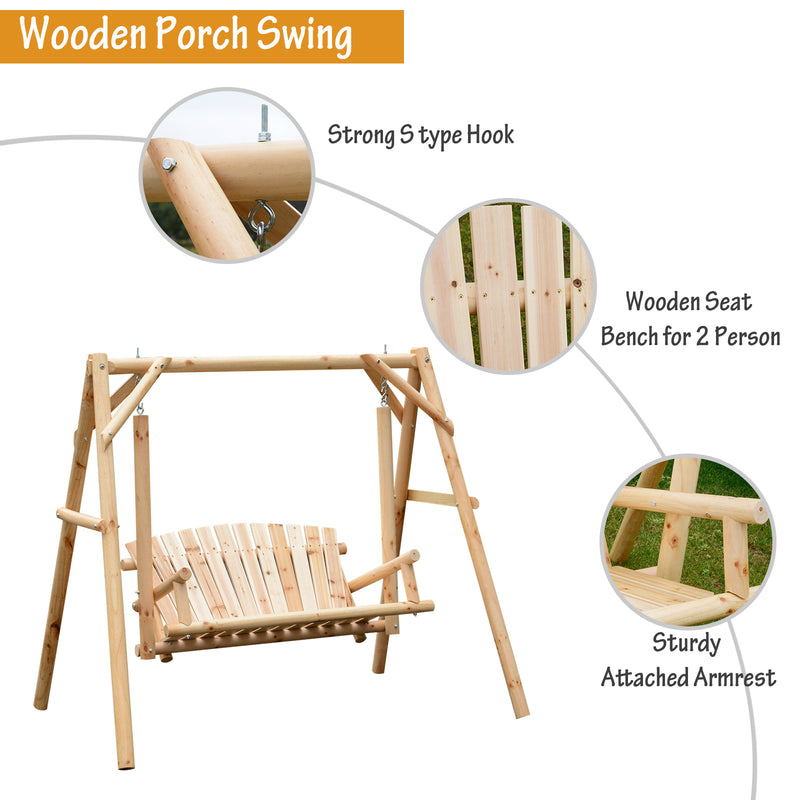 Outsunny-Pine / Fir Wood Swing Bench