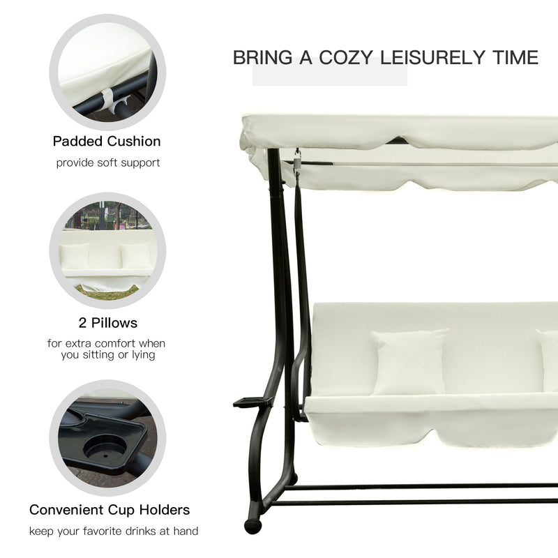Outsunny 3 Seater Swing Bench - White