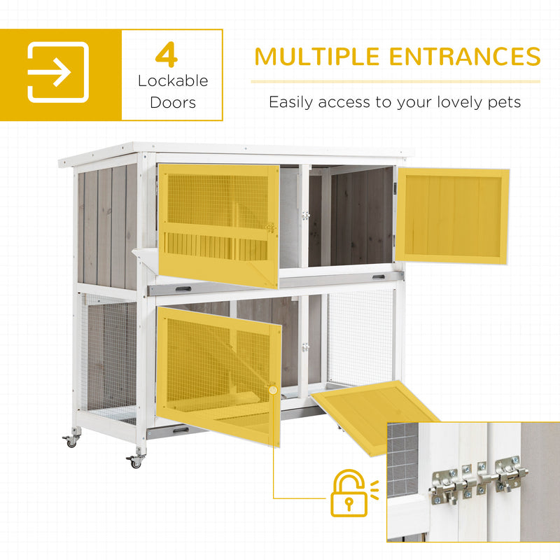 Pawhut Two Tier Rabbit Hutch