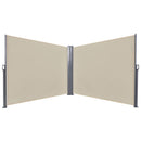 Outsunny Retractable Double Side Awning Screen Fence Privacy Beige, 6x1.8m