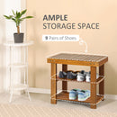 Acacia Wood Shoe Bench  3-Tier Shoe Storage Rack Hallway Organizer Shelf