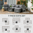 Outsunny 8 Pieces Patio Rattan Sofa Set Garden Furniture Set for Outdoor Grey