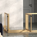 PawHut 8 Panels Freestanding Dog Barrier for S and M Dogs - Natural Wood