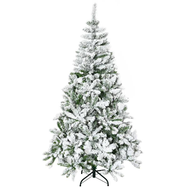 HOMCOM Christmas Tree Snow Flocked 6'
