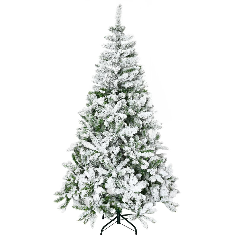 HOMCOM Christmas Tree Snow Flocked 6'