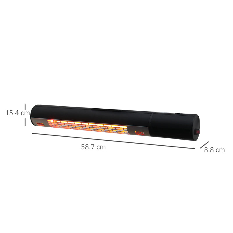 Outsunny Outdoor Wall Mount Electric Halogen Heater 1500W-Black