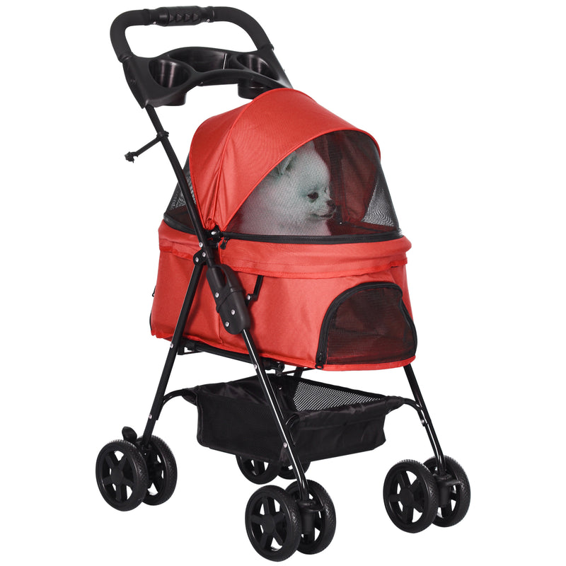 PawHut Pet Stroller Foldable Travel Carriage with Brake Basket