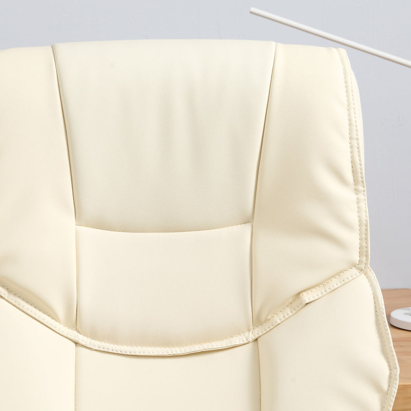 HOMCOM Executive Office Chair Faux Leather Computer Desk Chair w/ Wheel White