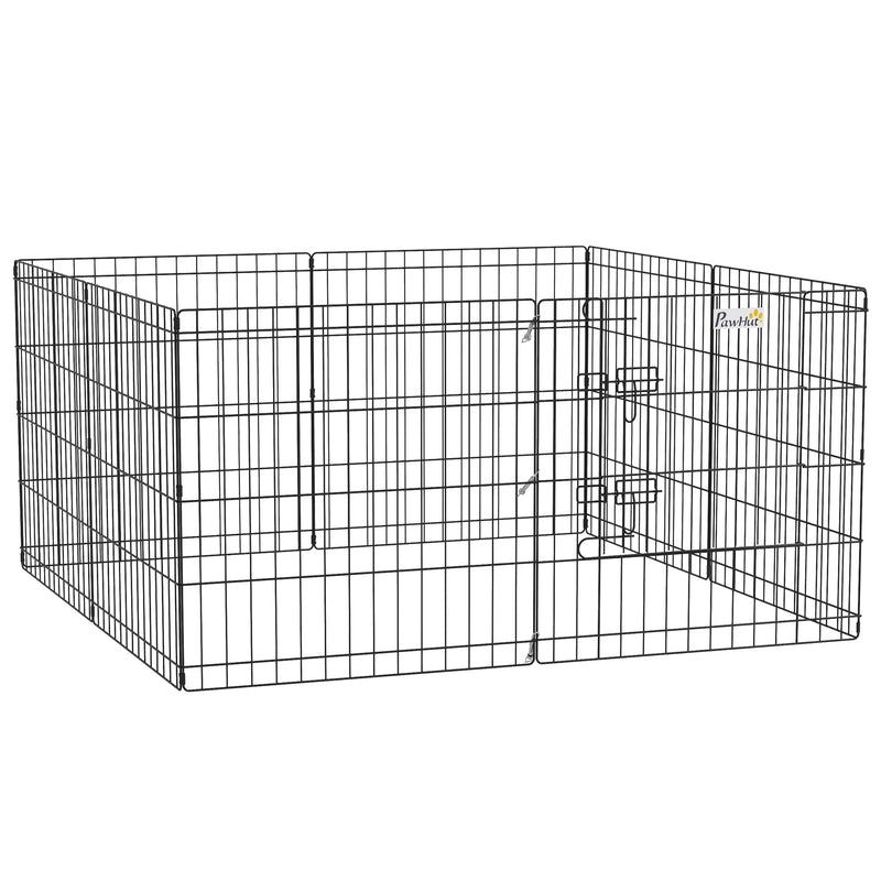 PawHut 24" Pet Dog Playpen, Puppy Cage, Eight-Panel Metal Fence, Run, Garden