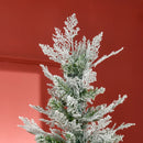HOMCOM Pencil Snow Christmas Tree Flocked 6' with Realistic Cypress Branches