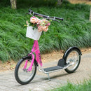 HOMCOM Childrens Scooter with Backet & Brakes - Pink