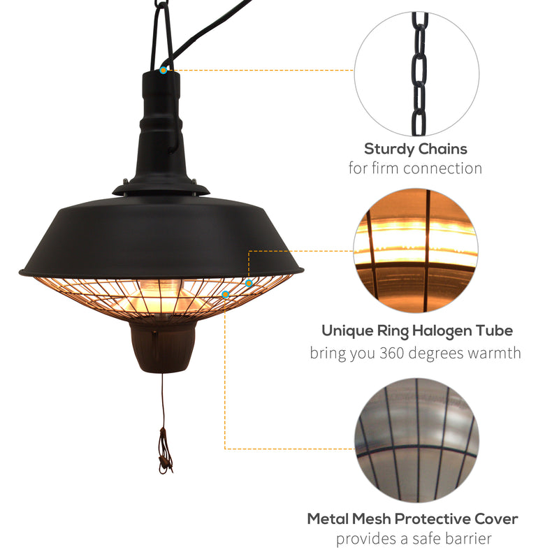 Outsunny Outdoor Electric Heater Halogen 2100W-Black