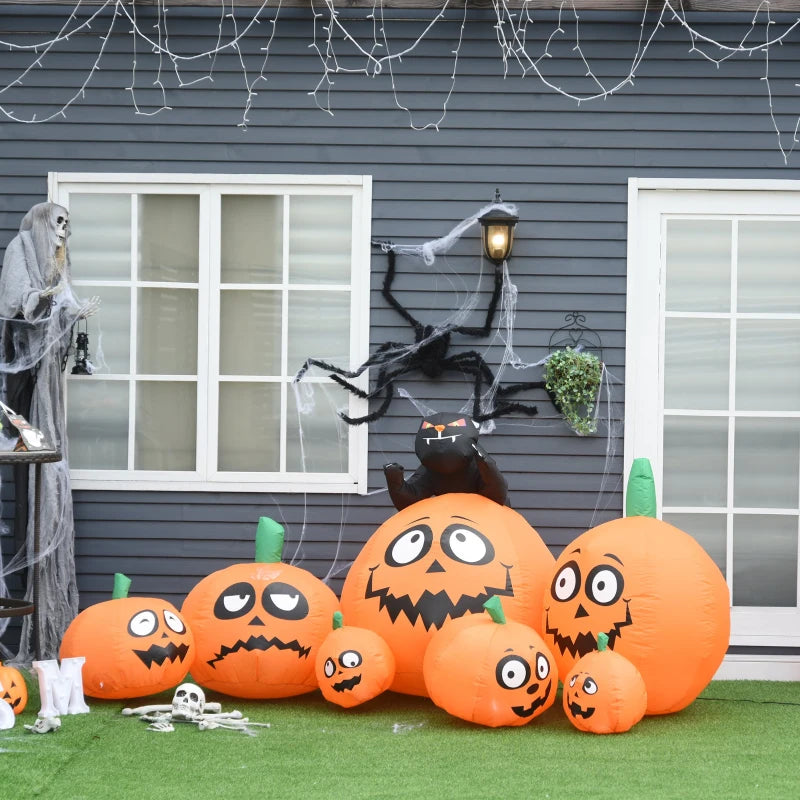 Halloween Inflatable Pumpkin and Cat Display with Lights 1.2m