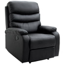 HOMCOM Manual Recliner Chair, PU Leather Recliner Armchair for Living Room with Footrest and Wood Frame, Black