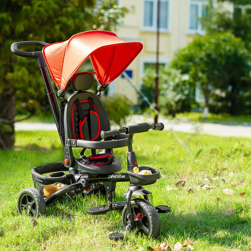 Baby Tricycle 4in1 Stroller with Handle - Red