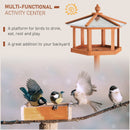 PawHut Wooden Freestanding Garden Bird Feeder Bird Stand