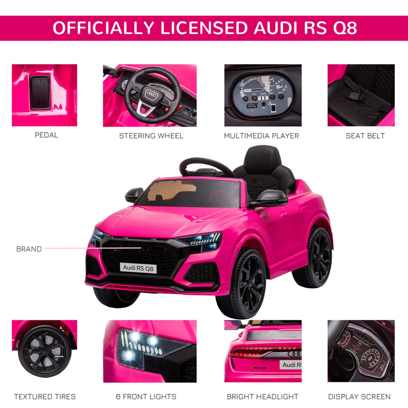 HOMCOM Kids Electric Ride On Car Audi RS Q8 6v - Pink