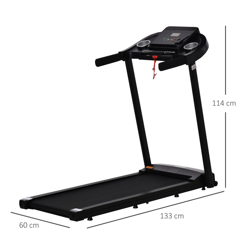 Folding Treadmill Machine Electric Motorised Running Machine 12 Preset Programs w/ LED Display Drink Holder & Phone Holder Perfect for Home Gym Indoor Fitness Black Display
