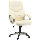 HOMCOM Executive Office Chair Faux Leather Computer Desk Chair w/ Wheel White