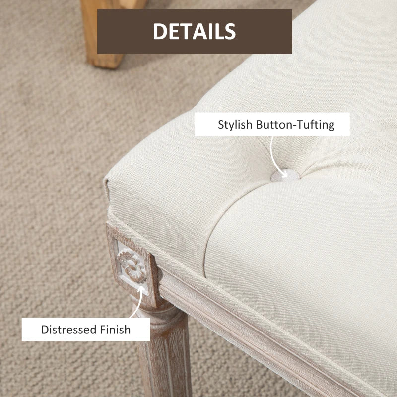 HOMCOM Vintage Bed end stool - Benches with Wood Frame 80x40x41cm - Cream