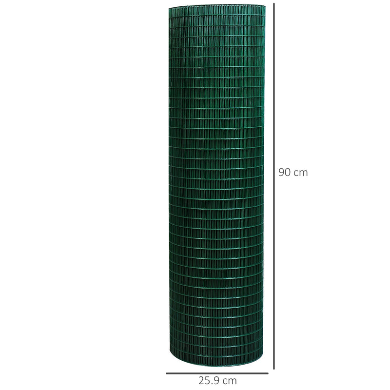 Pawhut PVC Chicken Coated Welded Wire Mesh 30m-Dark Green