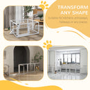 PawHut 8 Panels Freestanding Dog Barrier for S and M Dogs - White