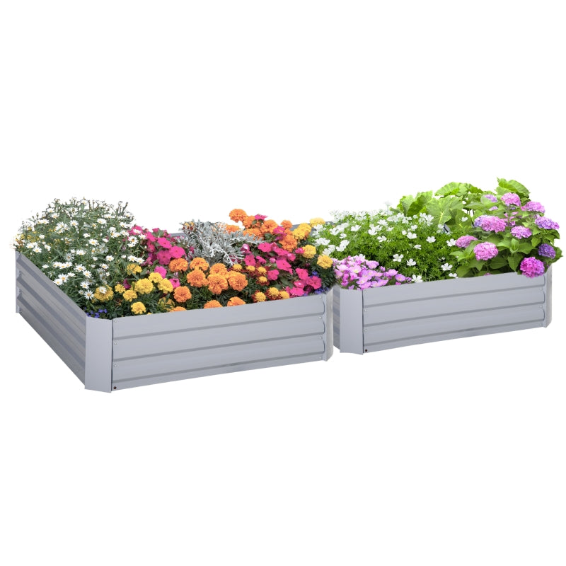 Outsunny Set of 2 Raised Garden Bed Galvanized Steel Planter