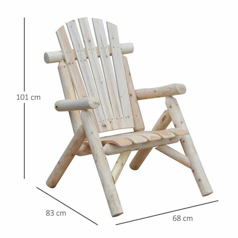 Outsunny Adirondack Chair -Natural Wood