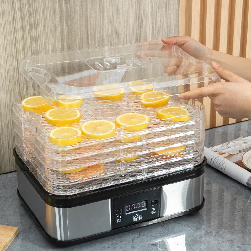 HOMCOM Food Dehydrator 5 Tier 245W - Stainless Steel